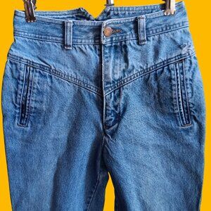 Vtg 80's sz 5 24x30 Jeans Unionbay Womens High-Waist Light Blue Denim Bareback